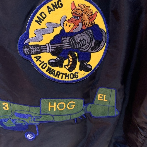 💙 RETRO Alpha Industries Military Bomber style Jacket with Embroidered Patches - Picture 8 of 12